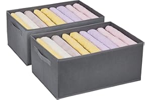 Eucomir Garde-Robe Organisateur de Vêtements 9 Compartiments, Lot de 2, Boîte de Rangement pour Placard Non-tissé, Organisateurs de Vêtements Pliables pour T-shirts, Leggings