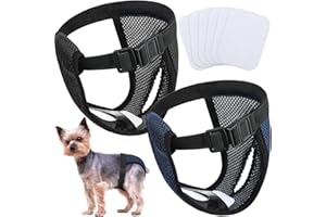 WEEWOODAY 2 Confezioni Pantaloni per Cani Pannolini per Cani con 6 Assorbenti Igienici Mutande Protettive Lavabili per Cani Femmine in Calore Sanguinamento Mensile, Nero e Blu (S)