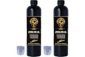 CueVitae DMSO 2 x 250 ml förpackning | Dimetylsulfoxid Max. Renhet 99,9 | Europeisk kvalitet | Förpackning: HDPE med säkerhetsförsegling, droppflaska och presentdoseringsglas