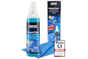 ‎SUBTAN SUBTAN Bildschirmreiniger Set 250ml – alkoholfreies Display Spray inkl. XXL Mikrofasertuch 30x38cm für Handy, Laptop, Monitor, TV & MacBook – geeignet für LCD, LED, OLED & TFT