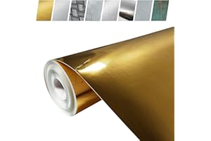 DecoMeister Papel Autoadhesivo Dorado Para Armarios Lámina Adhesiva Efecto Metálico Para Cocina Muebles Vinilo Permanente Decorativo Para Puertas Mesas Paredes Película Para Forrar Rollo 45 x 100 cm