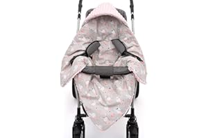 EliMeli Coperta per ovetto, coperta per seggiolino auto e passeggino, con imbottitura Minky, universale, ad es. Maxi Cosi ideale come lettino per bambini (rosa – coniglio)