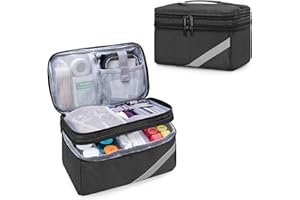 Trunab Sac Médical de Rangement pour Fournitures Médicales et Bouteille de Pilules, Trousse de Secours Convient aux Médicaments d'Urgence, Supplément et Pilulier Semainier, Noir