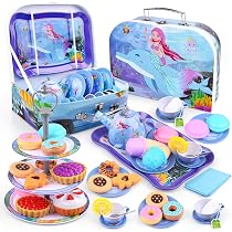 Juego De Té Infantil De Unicornio Con Maletín De Transporte – Set De 4 Tazas, Tetera Y Accesorios Para Fiestas De Té, Juguete De Simulación Para Niñas De 3 A 6 Años