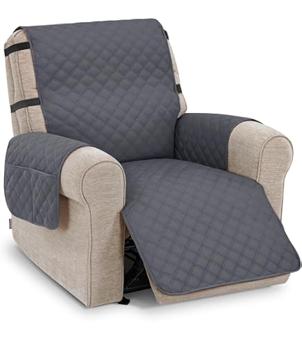 TAOCOCO Omkeerbare stoelbeschermer, stoelkussen, relax, met armleuningen en zakken, waterdichte bankovertrek met elastiek, geschikt voor 55 cm brede televisiestoel, ligstoel, stoel (1-zits, koffie