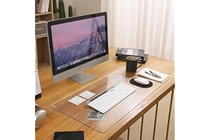 Yanen Protector de escritorio transparente, 90 x 40 cm, PVC transparente, borde redondo antideslizante, protector de mesa impermeable, alfombrilla de escritorio para oficina, hogar, escuela