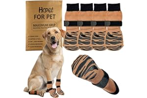 HCPET 2 Paar Hundesocken für Den Innenbereich,Doppelseitige Griffe, Traktionskontrolle auf Hartholzböden,Verhindert Das Ablecken Kleine, Mittlere und Große Hundesocken (Braun, S)