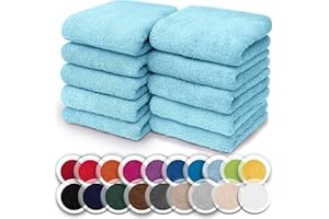NatureMark Set da 10 panni in spugna per viso e mani – 100% cotone, morbidi e assorbenti – 30×30 cm, Azzurro Chiaro