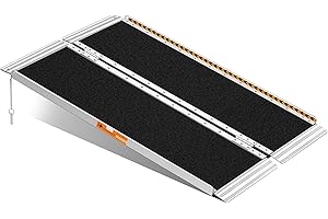 FACHNUO TOOL Rampe pour Fauteuil Roulant Pliable en Aluminium 122 cm avec Charnière, Capacité Usage Intensif 362KG, Surface Antidérapante pour Scooters Électriques, Vélos, Poussettes, Design Portable