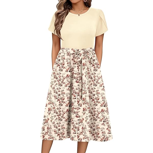 Hanna Nikole Midi-jurk met V-hals en knopen aan de voorkant, grote maten, ruches aan de mouwen, casual jurk voor vrouwen, effen kleur, schattige A-lijn jurk met riem, Lichtblauw, 54 grote maten
