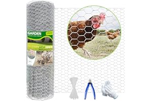 YORFULL Chicken Wire Mesh,400mm x 5m Galvanized Hexagonal Fencing Wire,Lightweight Mesh with a Cutting Pliers,Cotton Gloves and 50 Pieces Nylon Ties,for Animal Poultry Fence Gardening Netting1