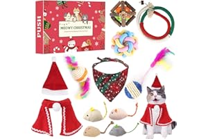 ANOTION Cat Advent Calendar 2024, Calendario per Gatti con Giocattoli interattivi Catmint, Topi, Sfera di Piuma del Gatto e Campane di Sfera, Regali per Gli Amanti del Gatto