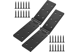 TENBRACHIAN 2 Stk Scharniere Klappbar Schwarz, Kistenband Klappscharnier Schwerlast, Türscharniere für Holztüren Holzkisten Möbelband Möbelscharniere Schwerlast Torband Gartentür Türband Schwarz(198 x 40 mm)