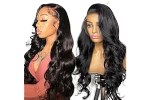 QAVA 20 Inch Body Wave 13X4 HD Lace Front Wigs Human Hair Wigs For Black Women,180 Density Transparent Lace Frontal Wigs Human Hair,Brazilian Virgin Real Glueless Wig Human Hair With Baby Hair Can Be Dyed