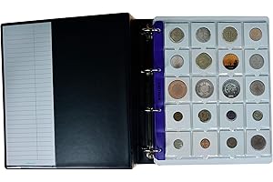 PELLER'S Album per cartoncini, 200 Tasche Per oblò per monete. 10 Fogli e Divisori.