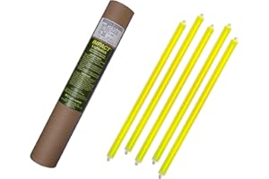 Cyalume Tube de 5 Bâtons Lumineux SnapLight IMPACT 40cm Jaune 2 Anneaux 12 heures 15'' Non-Emballés Individuellement
