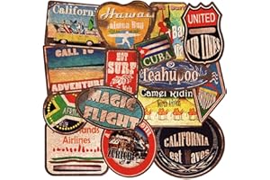 RAINWAY Confezione da 36 Adesivi Retrò Vintage, Impermeabili Adesivi in Vinile, Adesivo da Spiaggia Grandi per Adulti e Ragazzi, Adesive da Viaggio per Laptop, Valigia, Casco, Moto, Skateboard, Auto