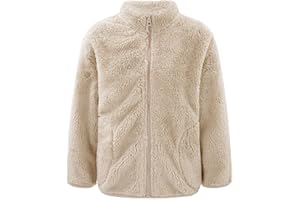 RUNQHUI Enfant Fille Garçon Blouson Polaire Chaud Veste Sweat Zippé Peluche Hiver Automne Décontracté