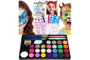 PERMUST Gesichtsfarbe Kinderschminken Set, 24 Farben Bodypainting Farben für Theaterschminke, Kinderschminke Wasserbasis,Faschingsschminke Face Paint, Ideal Kinderschminke Set für Halloween Karneval