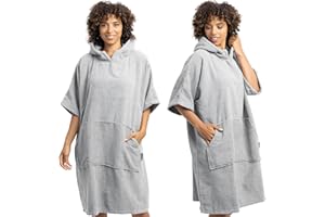 HOMELEVEL Badeponcho Damen und Herren - Surf Poncho aus 100% Baumwolle - Tuch für Erwachsene - Unisex Bademantel - Badetuch mit Kapuze