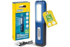 Rapid The Inspector Luce da Lavoro a LED Compatta da 150 Lumen e Luce Superiore da 50 Lumen, con Batteria Ricaricabile USB-C, 3,6 V, Supporto Magnetico e Gancio, Ideale per Spazi Ristretti (5001732)