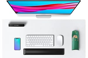 Aothia Sous-main, tapis de bureau en cuir PU, tapis de souris, protection de bureau antidérapante, bloc-notes de bureau étanche pour le bureau et la maison (80 cm x 40 cm, Blanc)