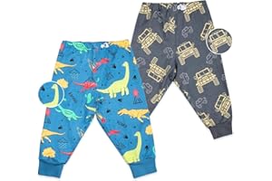 FLYISH DIRECT Culottes Apprentissage Propreté Garcon, Pantalon d'apprentissage garçons imperméable, 2 Paquets Culottes Apprentissage Absorbantes Lavable 100% Coton, 3-5 Ans, Dinosaures et Voitures, M
