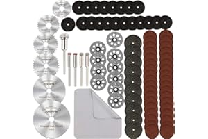 IELEK Cutting Wheel Discs Set for Rotary Tool, 88Pcs HSS Circular Saw Blades Diamond Wood Glass Plastic Metal Stone Cutting Drill Wheels Kit with 1/8 Inch Mandrels for Dremel