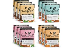 Pooch & Mutt - Variety Pack of Complete Wet Dog Food, Dry Dog Food Topper, 12x375g