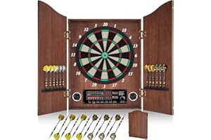 Yirinatek Diana Electronica, Dardos Diana Electronica [12 Dardos de Bronce][Modo de Juego Cricket], Diana Electronica Profesional, Puertas de Gabinete de Madera