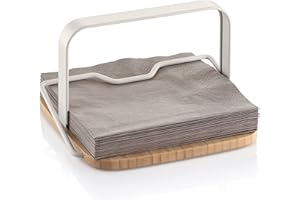 Tescoma 900823 Online, Servilletero de mesa, madera y metal, con sujetador de servilletas, 19,5 x 19 cm