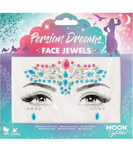 Moon Glitter Gesichtsschmuck – Strass-Edelsteine Für Festival & Party, 26 Designs, Ohne Kleber