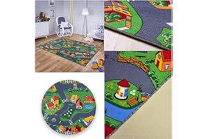 MDEKOR Tapis de Jeu pour Chambre d'Enfant - 200 x 200 cm - Route de Voiture pour Garçons et Filles - Grand Tapis pour Tout-Petits
