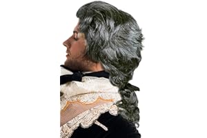 BALINCO Peluca Barroca Gris con Trenza | Noble | Príncipe | Conde | Vampiro | Drácula - el Accesorio Disfraz/Disfraz para Carnaval o Halloween