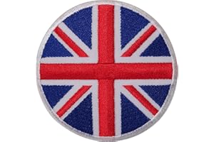 ELLU Round UK Flag Embroidered Iron/Sew On Patch Union Jack British T Shirt Badge