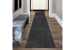 ‎TEPPICH-TRAUM Teppich-Traum Teppich Wohnzimmer läufer Eingangsbereich Gang rutschfest weich mit angenehmem Uni-Design in Anthrazit 80 x 300 cm