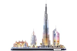 PARTY TOWN Puzzle 3d - Dubai Led Cityline | Puzzle 3d Regalo Bambino 8 Anni | Puzzle 3d Per Adulti E Puzzle 3d Per Bambini | Modellini Da Costruire | Giochi Per Bambini | 182 Pezzi
