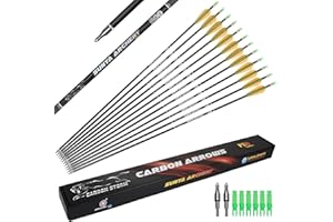 Sunya Pfeile für Bogenschießen. Spine 400/500, 30 Zoll Carbonpfeile, Bogen Erwachsene Jagdpfeile für Recurvebogen Compoundbogen. 12er Pack