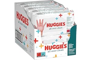 Huggies lingettes bébé All Over Clean - 10 paquets de 56 lingettes (560 lingettes) - nettoie en douceur - fibres naturelles - idéales pour changer et débarbouiller bébé