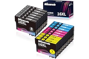 Hicorch Cartucce 16XL Multipack Compatibile con Epson 16 XL per Epson WorkForce WF-2010 WF-2510 WF-2520 WF-2530 WF-2540 WF-2630 WF-2650 WF-2660 WF-2750 WF-2760 (6 Nero,3 Ciano,3 Magenta,3 Giallo)