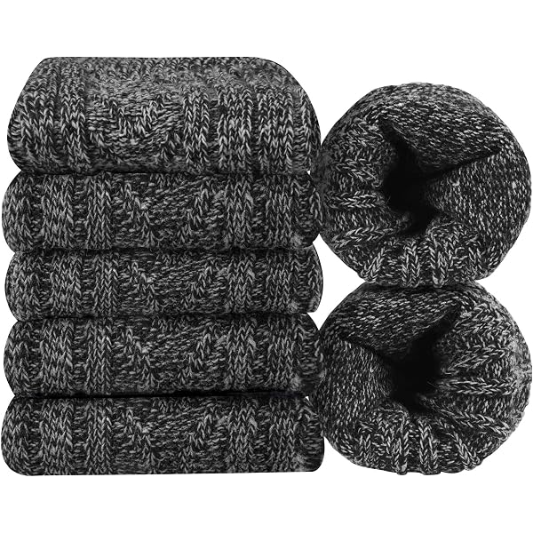 TIBISI Chaussettes Mérinos 3 Paires - Coton Épais - Thermorégulantes - Randonnée Hiver - Homme/Femme