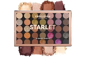 Profusion Cosmetics Starlet 35 Shade Master Eyeshadow Palette (golden neutrals to deep berries and glamorous glitter hues)