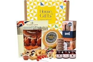 HOUSE OF GIFTS Charcuterie and Cheese Gift Box Hamper – Artisan Cheese and Chutney with Savoury Crackers, Gourmet Relish & Onion Chutney – Cheese's Board Hamper Gift Set, Christmas Hampers Set