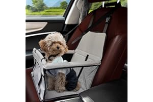 Flagest Seggiolino Auto per Cani Animali Domestici - Lavabile Morbido Oxford Trasportino Borsa per Cani - Stabile Pieghevole Seggiolino Da Auto per Cane - Auto Trasportino per Cani (Grigio)