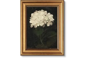 ARPEOTCY Vintage Goldener Rahmen Wandbilder Wohnzimmer, Wanddeko mit Blütenmotiven, Leinwand Bilder Wandbilder für Wohnzimmer & Schlafzimmer, Eine weiße Blume 25L x 20W cm