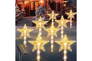 NEEMO 10 Modi Weihnachtsstern Weihnachtsdeko Aussen, 8 Stück 32 LEDs Solar Weihnachtsbeleuchtung Außen, USB-C Solarlampen für Außen Stern Rasen Outdoor Beleuchtet Weihnachten Deko Geschenke