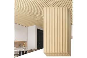 Art3d Lot de 6 panneaux muraux 3D à lattes pour décoration murale intérieure, carreaux de plafond décoratifs en PVC, 61 x 122 cm, Chêne