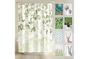 ‎ARTENEUR arteneur® - Hängende Blätter - Anti-Schimmel Duschvorhang 180x200 - Öko-Tex Standard 100 - Beschwerter Saum, Blickdicht, Wasserdicht, Waschbar, 12 Ringe