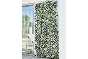 JARDIN202 - Celosía Extensible de Mimbre 1x2 Metros - Mejora Tu Jardín con Estilo | con Hoja Decorativa -