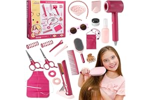 DAZZTIME Ensemble de Salon de Beauté,22 PièCes Kit Coiffure pour Enfants,Jouets de Salon de Coiffure,Mode Jeu de Simulation de Coiffeur,Jeu de Rôle de Coiffure pour Enfants Garçons et Filles 3+ Ans.